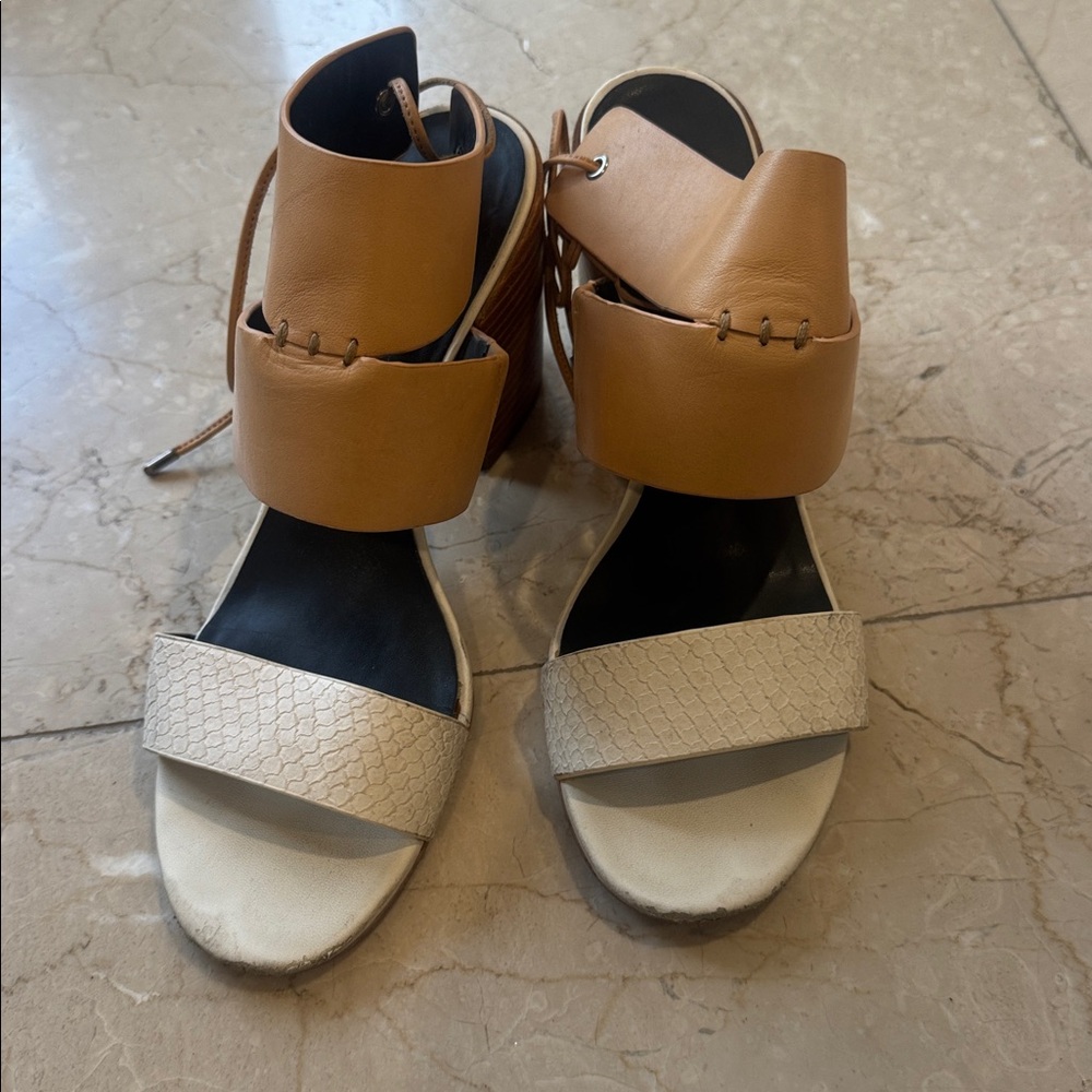 Rebecca Minkoff Two-Tone Tan and Cream Ankle-Strap Christy Sandals- 8.5 - Picture 7 of 8